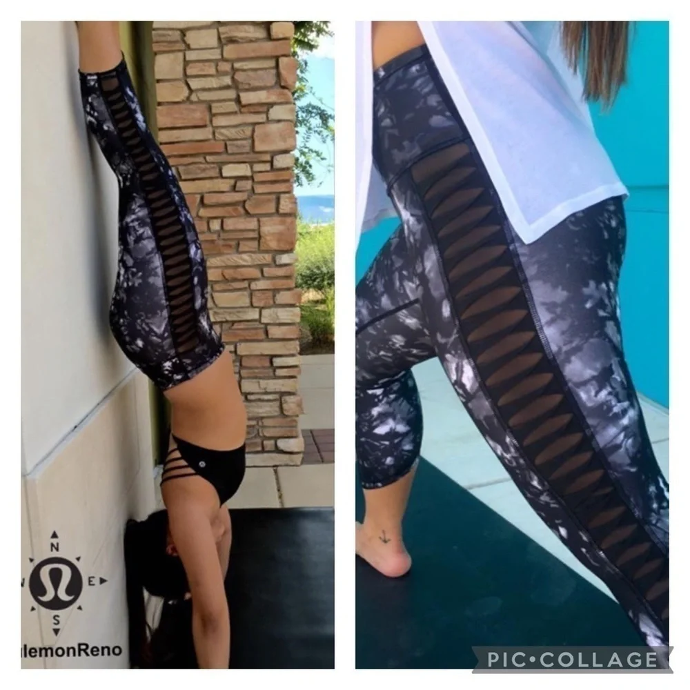 Lululemon Sunshine Salutation Crop (Full-On Luxtreme) Dusk Dye White Black Sz 6